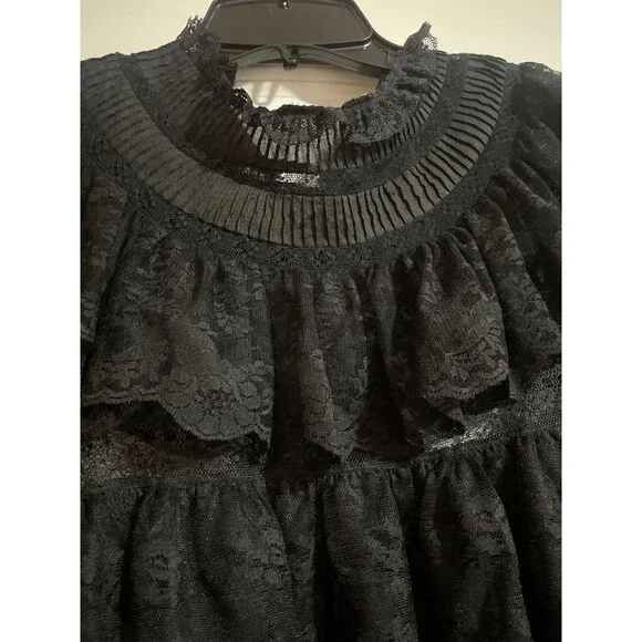 Doen Oralie Lace Tiered Dress size S NWT A-Line Black Witchy Whimsigoth - Picture 8 of 15